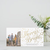 Vrolijk en helder Confetti fotokaart licht wit Feestdagenkaart (Staand voorkant)