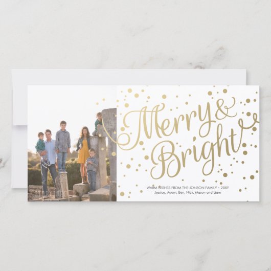Vrolijk en helder Confetti fotokaart licht wit Feestdagenkaart (Voorkant)