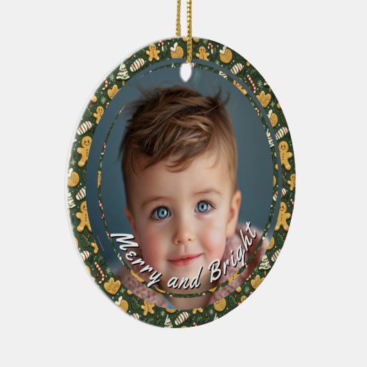 Vrolijk en helder Cookies Custom Child Foto Keramisch Ornament (Rechts)