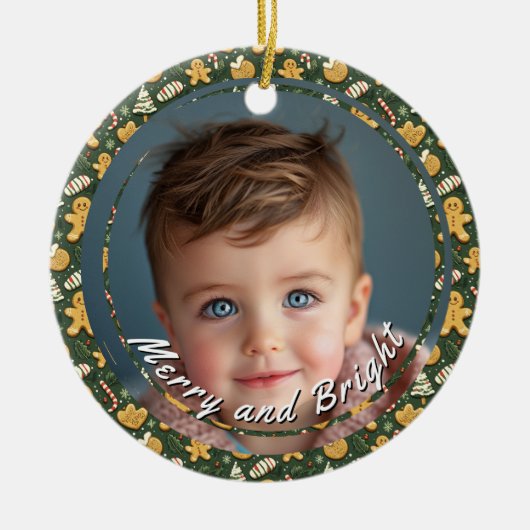Vrolijk en helder Cookies Custom Child Foto Keramisch Ornament (Voorkant)