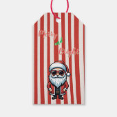 Vrolijk en helder cool kerstman cadeaulabel (Voorkant)