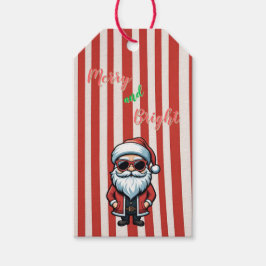 Vrolijk en helder cool kerstman cadeaulabel