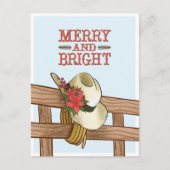 Vrolijk en helder cowboy Pet met bloemen kerst Aankondigingskaart (Voorkant)