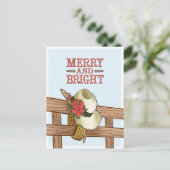 Vrolijk en helder cowboy Pet met bloemen kerst Aankondigingskaart (Staand voorkant)