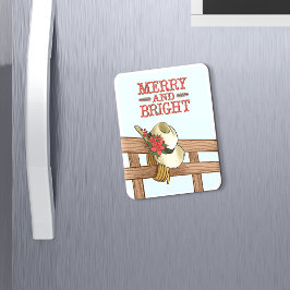 Vrolijk en helder cowboy Pet met bloemen kerst Magneet