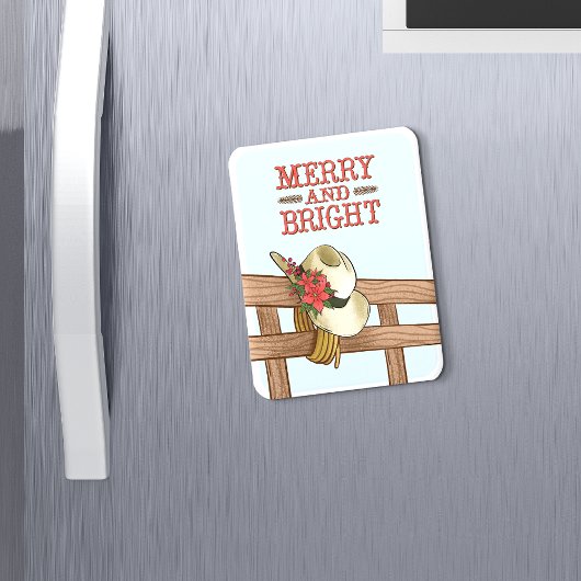 Vrolijk en helder cowboy Pet met bloemen kerst Magneet