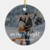 Vrolijk en helder Custom Couples Foto Kerstmis Keramisch Ornament (Voorkant)
