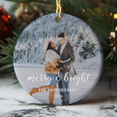 Vrolijk en helder Custom Couples Foto Kerstmis Keramisch Ornament