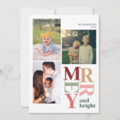 Vrolijk en helder Custom Photo Collage Kerstmis Feestdagenkaart (Voorkant)