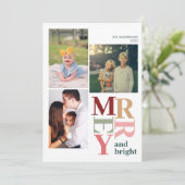 Vrolijk en helder Custom Photo Collage Kerstmis Feestdagenkaart (Staand voorkant)