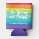 Vrolijk en helder Custom Rainbow Christmas Party Blikjeskoeler (Voorkant)