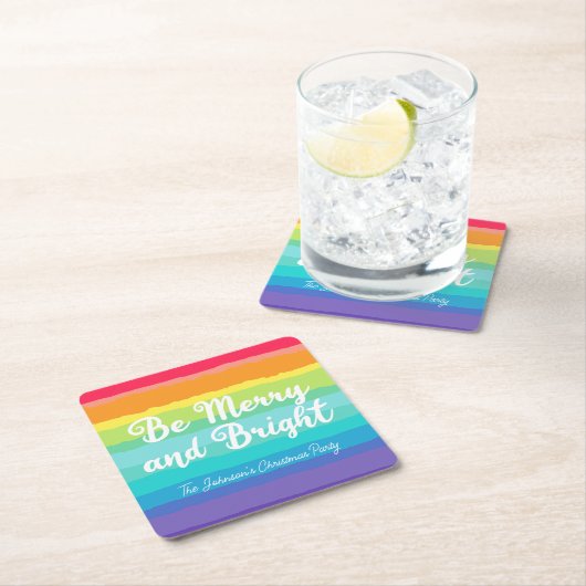 Vrolijk en helder Custom Rainbow Christmas Party Kartonnen Onderzetters (Insitu)