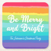 Vrolijk en helder Custom Rainbow Christmas Party Kartonnen Onderzetters (Voorkant)