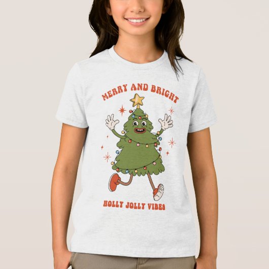 Vrolijk en helder - Dancing Christmas Tree Holiday Tri-Blend Shirt (Voorkant)