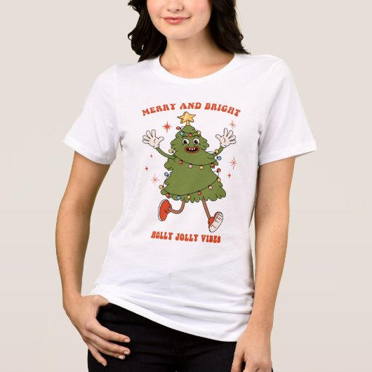 Vrolijk en helder - Dancing Christmas Tree Holiday Tri-Blend Shirt (Voorkant)