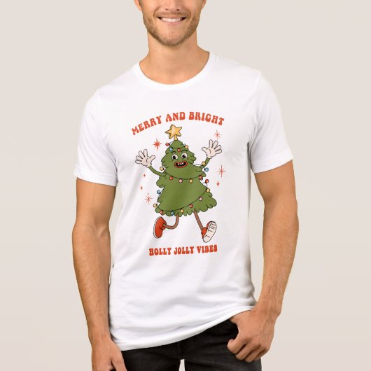 Vrolijk en helder - Dancing Christmas Tree Holiday Tri-Blend Shirt (Voorkant)