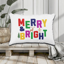 Vrolijk en helder dennenboom rendier sneeuwman accent kussen