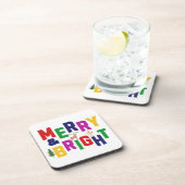 Vrolijk en helder dennenboom rendier sneeuwman bier onderzetter (Rechterzijde)