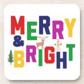 Vrolijk en helder dennenboom rendier sneeuwman bier onderzetter (Voorkant)