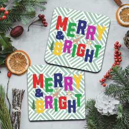 Vrolijk en helder dennenboom rendier sneeuwman bier onderzetter