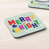 Vrolijk en helder dennenboom rendier sneeuwman bier onderzetter (Linkerzijde)