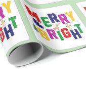 Vrolijk en helder dennenboom rendier sneeuwman cadeaupapier (Rol Hoek)