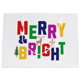 Vrolijk en helder dennenboom rendier sneeuwman groot cadeauzakje