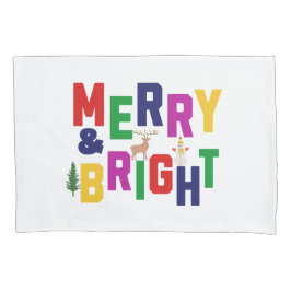 Vrolijk en helder dennenboom rendier sneeuwman kussensloop