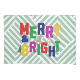 Vrolijk en helder dennenboom rendier sneeuwman kussensloop