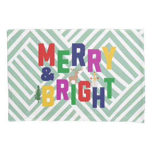 Vrolijk en helder dennenboom rendier sneeuwman kussensloop (Voorkant)