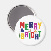 Vrolijk en helder dennenboom rendier sneeuwman magneet (Voorkant / Achterkant)