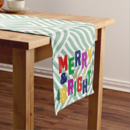 Vrolijk en helder dennenboom rendier sneeuwman medium tafelloper