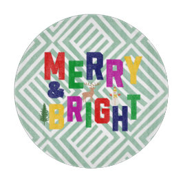 Vrolijk en helder dennenboom rendier sneeuwman snijplank