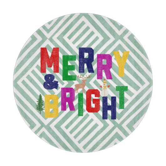 Vrolijk en helder dennenboom rendier sneeuwman snijplank (Voorkant)