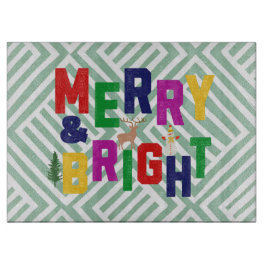 Vrolijk en helder dennenboom rendier sneeuwman snijplank