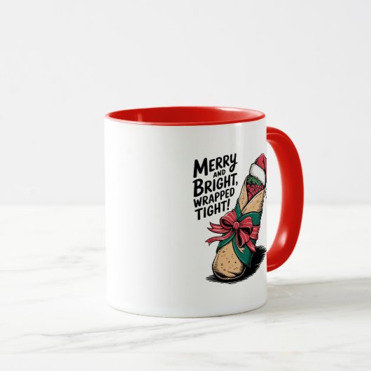 Vrolijk en helder: een feestelijke kerstburrito mok (Voorkant rechts)