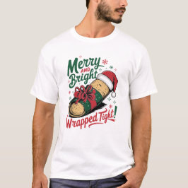Vrolijk en helder: een feestelijke kerstburrito t-shirt