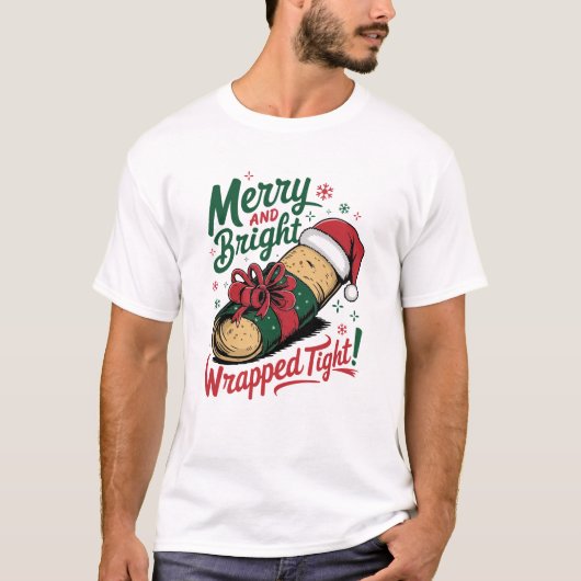 Vrolijk en helder: een feestelijke kerstburrito t-shirt (Voorkant)