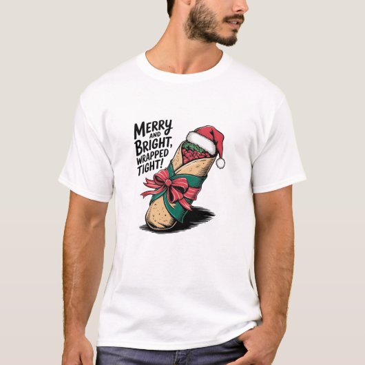 Vrolijk en helder: een feestelijke kerstburrito t-shirt (Voorkant)