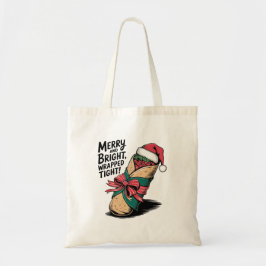 Vrolijk en helder: een feestelijke kerstburrito tote bag