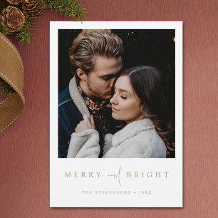 Vrolijk en helder Eenvoudig Elegant Foto Kerstmis Feestdagenkaart