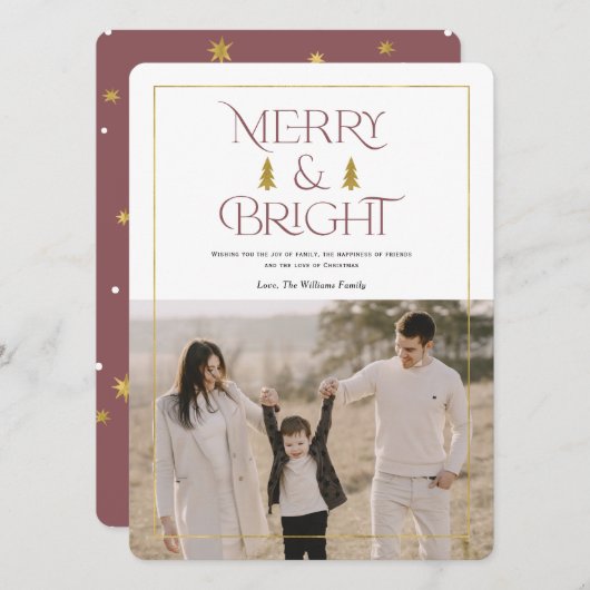 Vrolijk en helder, eenvoudig modern, stoffig roos  feestdagenkaart (Voorkant / Achterkant)