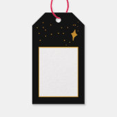 Vrolijk en helder Eenvoudig Zwart en Goud Kerstmis Cadeaulabel (Achterkant)