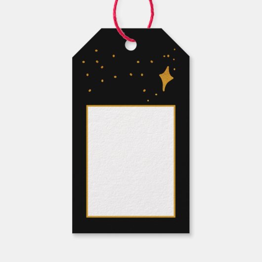 Vrolijk en helder Eenvoudig Zwart en Goud Kerstmis Cadeaulabel (Achterkant)