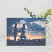 Vrolijk en helder eenvoudige foto-overlay feestdagenkaart (Staand voorkant)