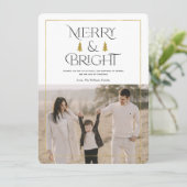 Vrolijk en helder, eenvoudige moderne kerstfoto feestdagenkaart (Staand voorkant)