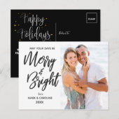 Vrolijk en helder Elegant Eerste Kerstmis Foto Feestdagenkaart (Voorkant / Achterkant)