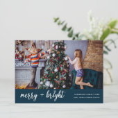 Vrolijk en helder Elegant Kerst Kinder Foto Feestdagenkaart (Staand voorkant)