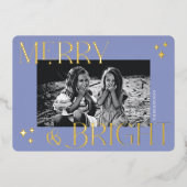 Vrolijk en helder Elegant Kerstmis Foto Folie Feestdagenkaart (Voorkant)