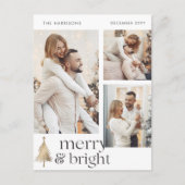 Vrolijk en helder Elegant Kerstmis Fotocollage Feestdagenkaart (Voorkant)